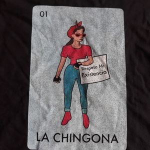 NWOT La Chingona Feminista Lotería Black T-shirt Small